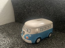 VW Campervan Style Money Box Colourful Design In blue
