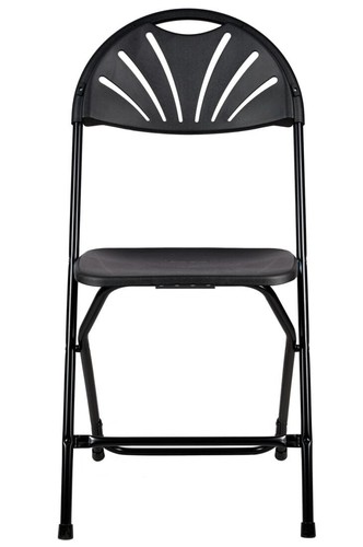 Black fan back folding chair - black,