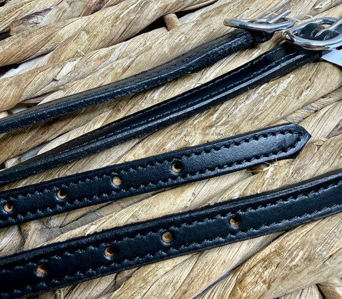 Leather spur straps black - leather,