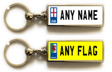 Personalised Metal Double Sided Registration Number Plate Keyring Any Name /Text