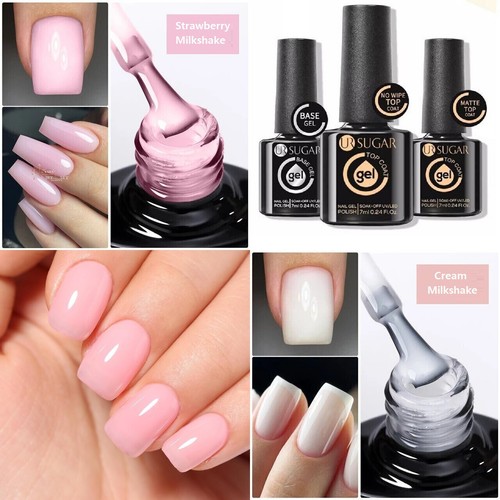 Milky pink white gel nail - white,