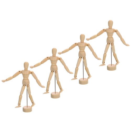 4pcs wooden mannequin - 4pcs, 5.5"