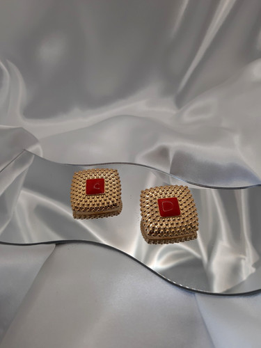 Gold filled square earrings - square,
