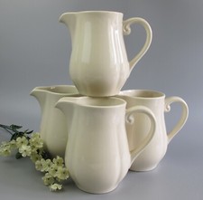 Ceramic Water / Milk Jugs x 4 by Dudson Duraline. White/Cream. 600ml - 5 3/8"