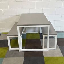 Urban Deck Table and Bench Set White Dining Cafe Bistro Chairs Ex-Display Item