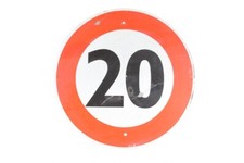 Old Traffic Sign Sheet Metal Round 20 Kmh Shield Speed Vintage Old