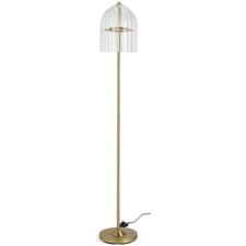 Brass Glass Floor Lamp Ribbed