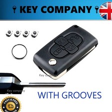 4 button flip key case for Peugeot 1007 807 remote fob WITH GROOVES KIT