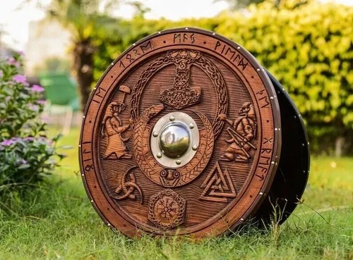Viking wolf head round - , shield