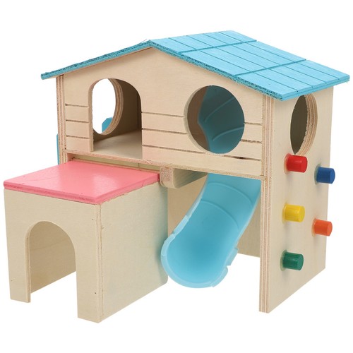 Wooden hamster house slide - house,