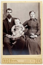 Antique Amazing Beard Cabinet Card Photo Family Portrait Bacon Litchfield Minn