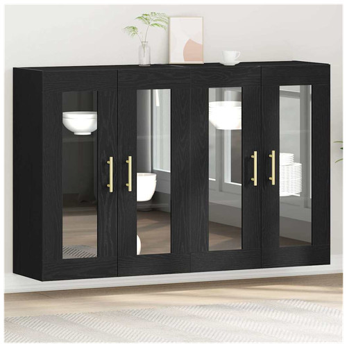 Wall cabinet 2pcs black oak - cabinet,