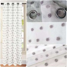 Pom Pom Voile Curtains Grey