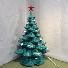 Vintage Atlantic Mold Ceramic Christmas Tree With Snow And Lights. Pat Tested