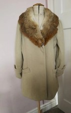 Vintage Size 12 1970's does 40s/50s Style Wool Coat Real Fur Collar Union Label