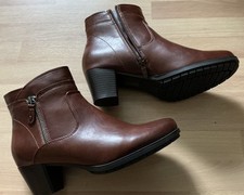PAVERS LADIES ANKLE BOOTS BROWN LEATHER Size 40. Two Zip Closure New .