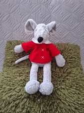 RARE 14" JOHN LEWIS X JELLYCAT SLACKAJACK GREY MOUSE RED CHRISTMAS JUMPER VGUC