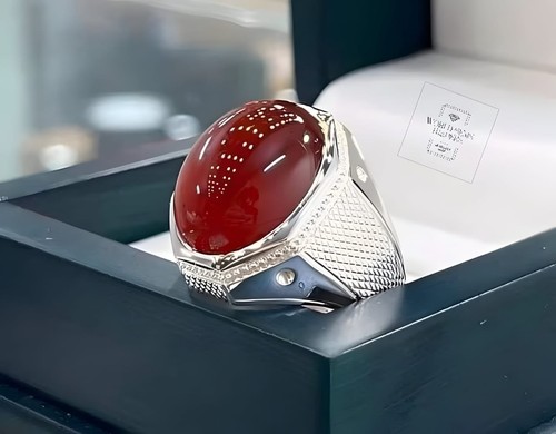 Natural agate ring 925 - natural,