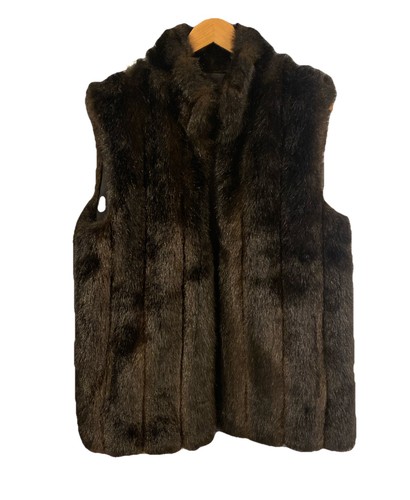 Black brown faux fur - faux, vest