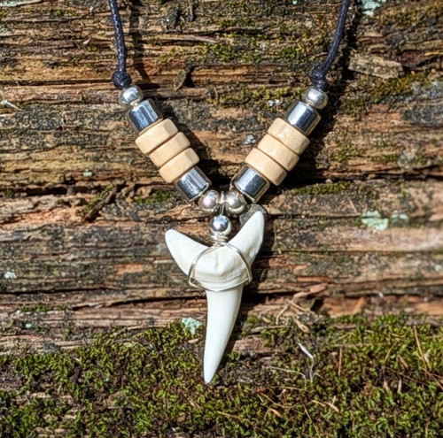 Mens shark tooth necklace - shark,