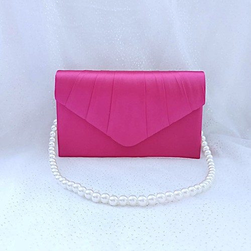 Fuchsia pink satin evening - fuchsia,