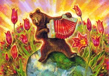 Bear plays harmonica - plays,