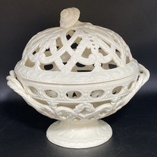 Wedgwood Ceramic Reticulated Queen's Creamware Orange Dish Fruit Bowl Pot Pourri