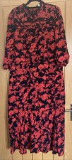 Red Black Floral Maxi Dress Front Split Oasis Size 18 NEW