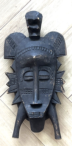 Tribal style wood mask - wood, 15”