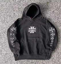 Men West Coast Choppers Motorcycle Retro Hooded Sweatshirt Black