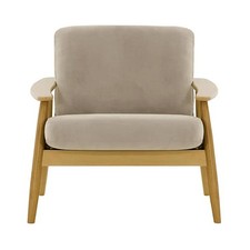 Cream Velvet Durable Axel Occasional Chair with Beech Wooden Frame - Was £468.00