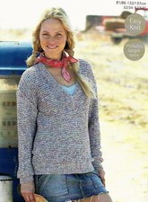 2125 Ladies DK Easy knit Sweater Vintage Knitting Pattern 32-54" COPY