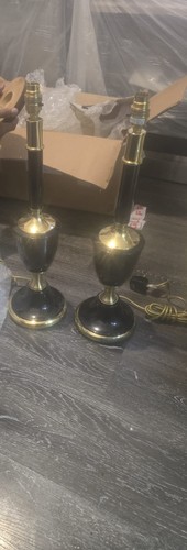 Pair black brass table - pair,