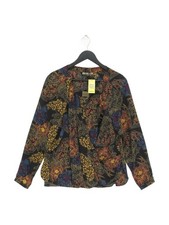 BIBA Women's Top UK 12 Black Floral 100% Polyester Long Sleeve Round Neck Basic