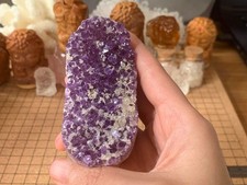 Natural Amethyst & Calcite Cut Geode Quartz Crystal Cluster -  144 Grams (#163)