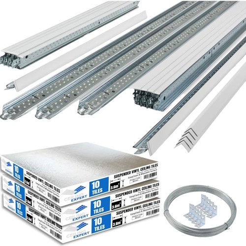 10m2 white suspended ceiling - white,