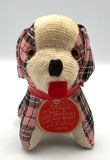 Vintage Japan Pink Plaid Dog