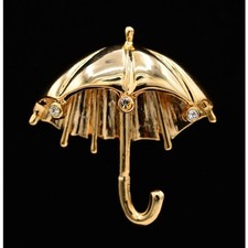 Vintage Umbrella Pin Brooch 3D