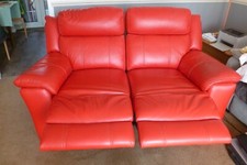 DFS New Club Leather Electric Recliner Sofa 2-Seater Carnation Red, in V.G.C