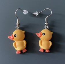Cute Yellow Chick / Duckling Resin Dangle Earrings - New In Plastic Pouch