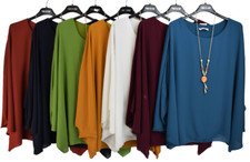 Ladies Italian Lagenlook Spring Summer Kaftan Style Top with Necklace SS25