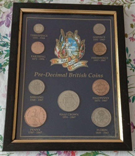 Pre decimal coins - pre-decimal, framed