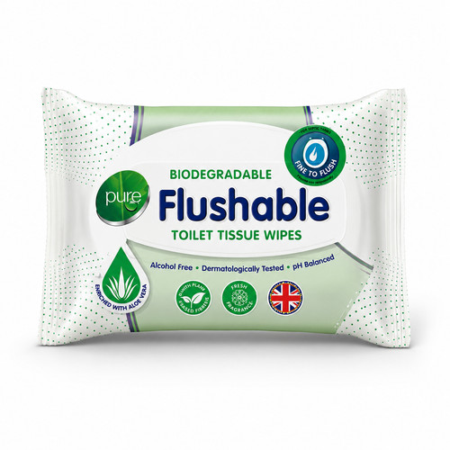 Pure flushable toilet wipes - flushable,