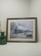 Framed Steam Train Print The Black Watch J. Hughes  Vintage Railway Art 27x22 cm