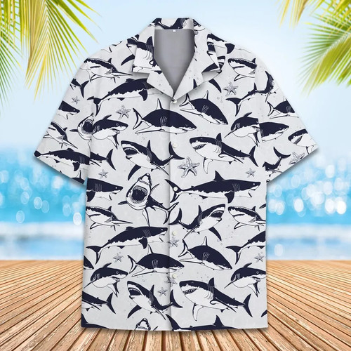 Shark hawaiian shirt men women - shark,