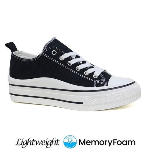 Ladies canvas shoes platform - canvas,