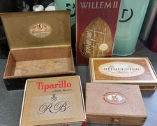 Job Lot Of 5 Vintage Cigar Tins In Excellent Condition Collectable Cigar Boxes.