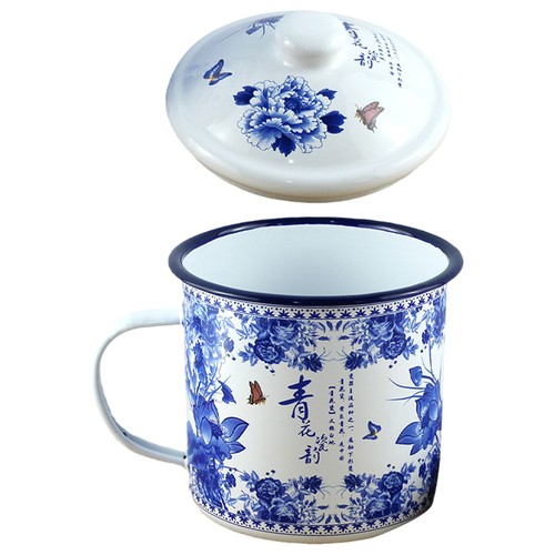 Enamel mug with lid - mug,
