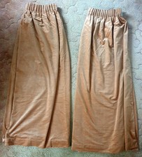 PAIR OF LARGE LINED COTTON/VELOUR LIGHT BROWN CURTAINS EACH MEASURING 108" X 65"