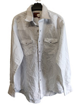 Rustler Western Shirt Vintage Mens 16.5 34/35 Long Tails Pearl Snap Striped 